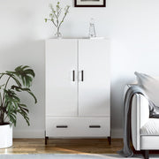 Visoka komoda sjajna bijela 69,5x31x115 cm konstruirano drvo
