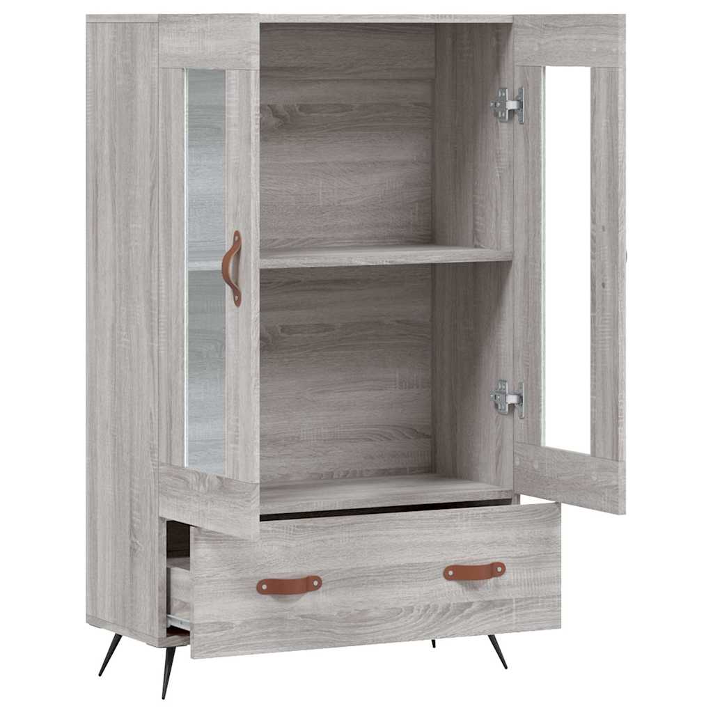 Visoka komoda siva boja hrasta 69,5x31x115 cm konstruirano drvo