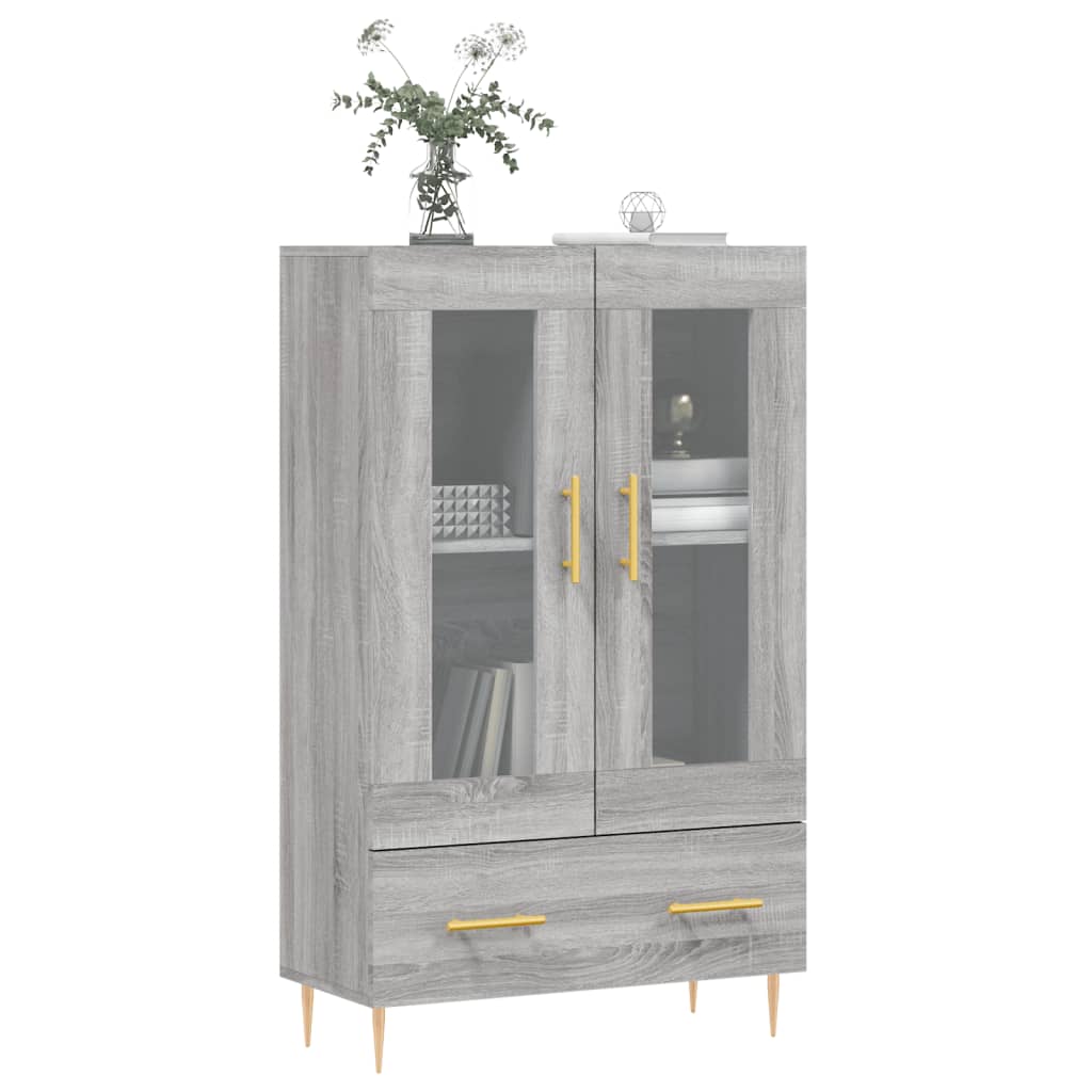 Visoka komoda siva boja hrasta 69,5x31x115 cm konstruirano drvo