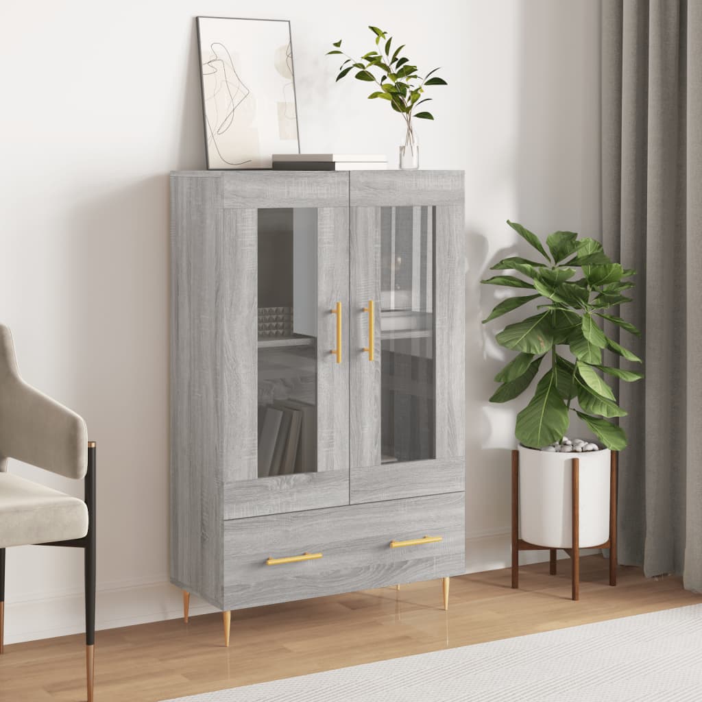Visoka komoda siva boja hrasta 69,5x31x115 cm konstruirano drvo