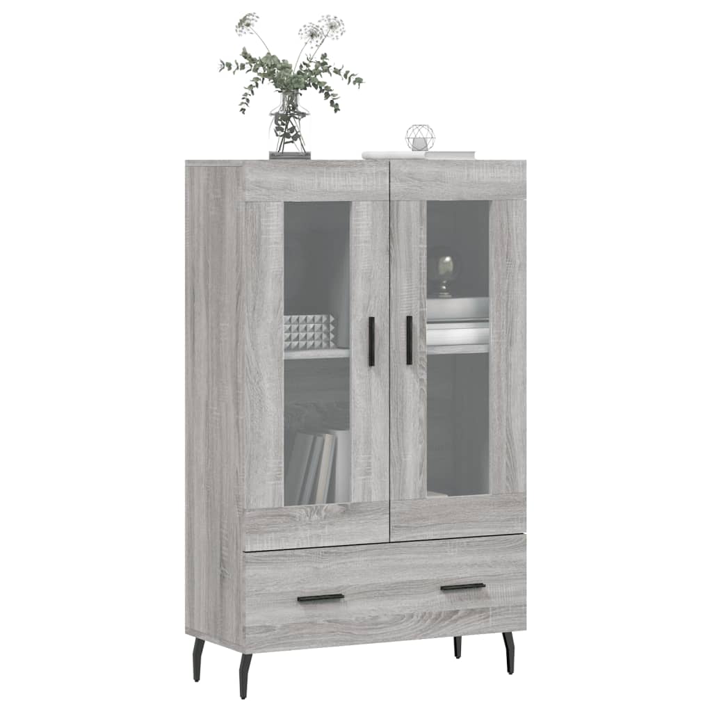 Visoka komoda siva boja hrasta 69,5x31x115 cm konstruirano drvo