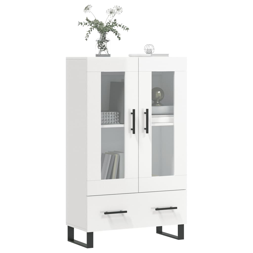Visoka komoda sjajna bijela 69,5x31x115 cm konstruirano drvo