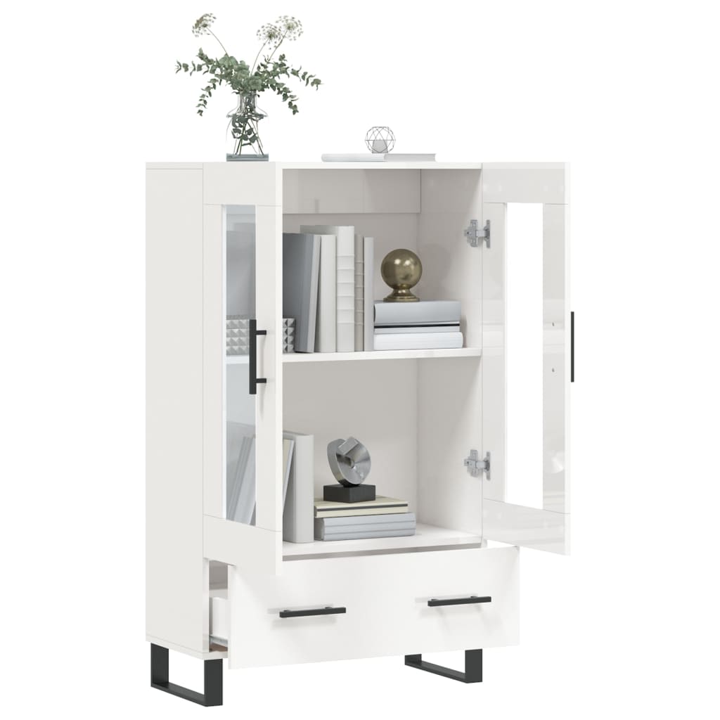 Visoka komoda sjajna bijela 69,5x31x115 cm konstruirano drvo
