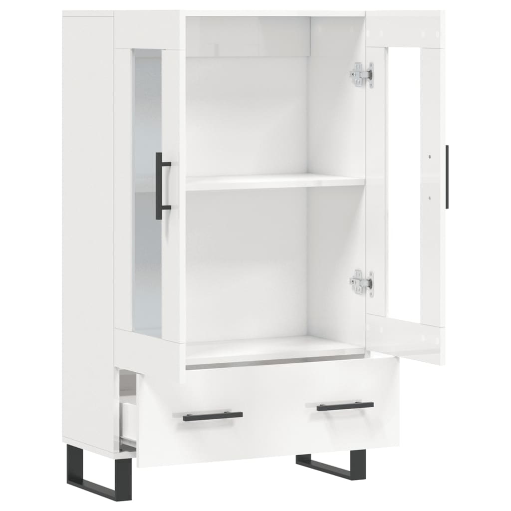 Visoka komoda sjajna bijela 69,5x31x115 cm konstruirano drvo