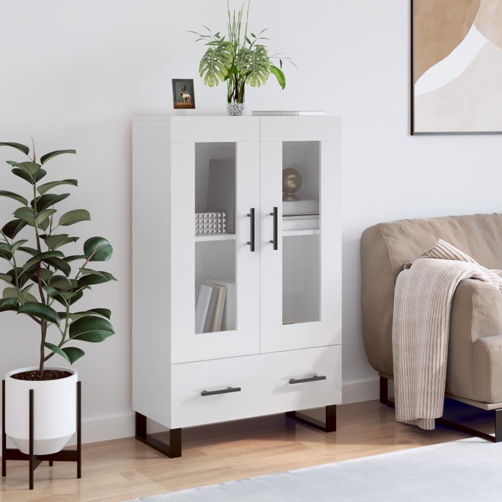 Visoka komoda sjajna bijela 69,5x31x115 cm konstruirano drvo