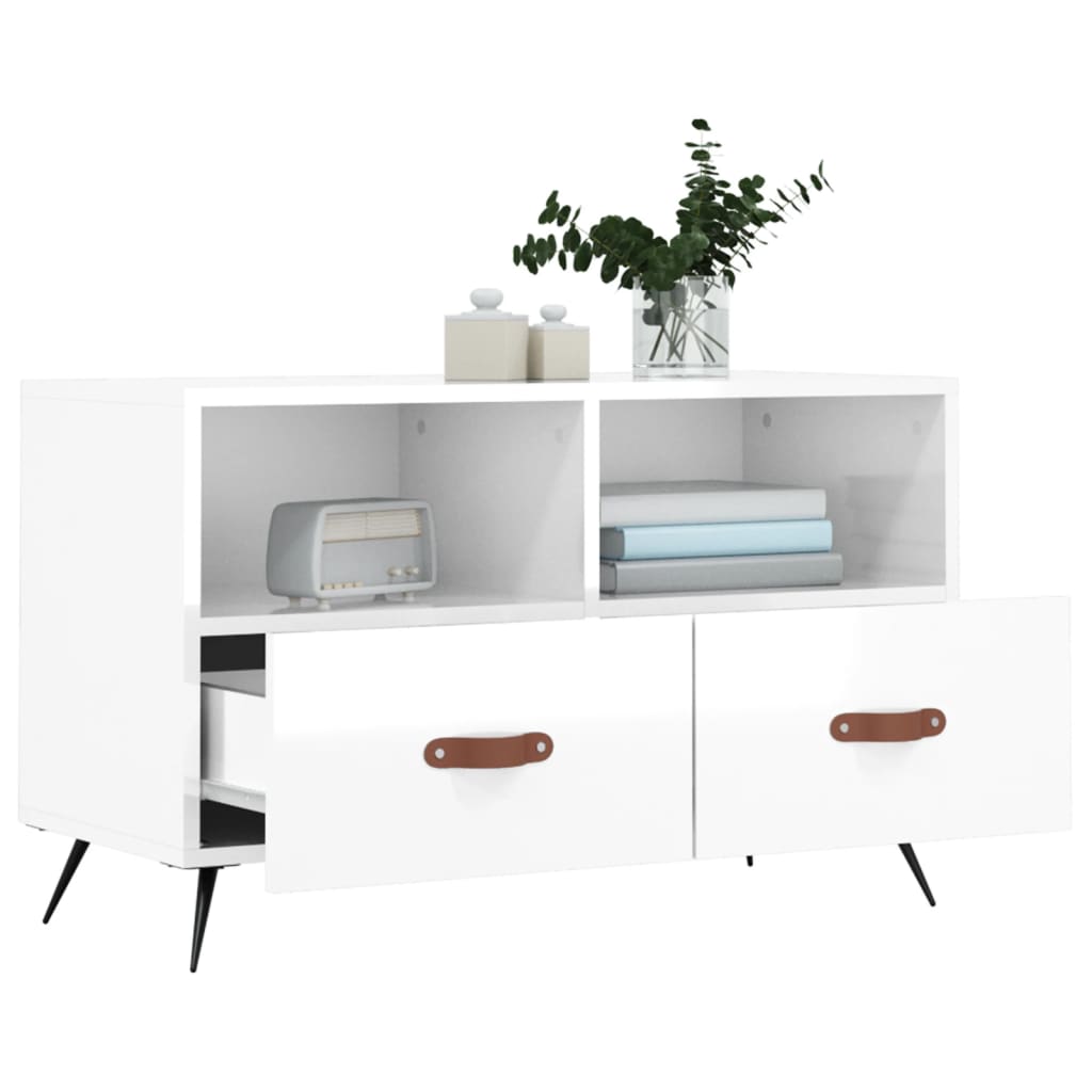 TV ormarić sjajni bijeli 80 x 36 x 50 cm od konstruiranog drva