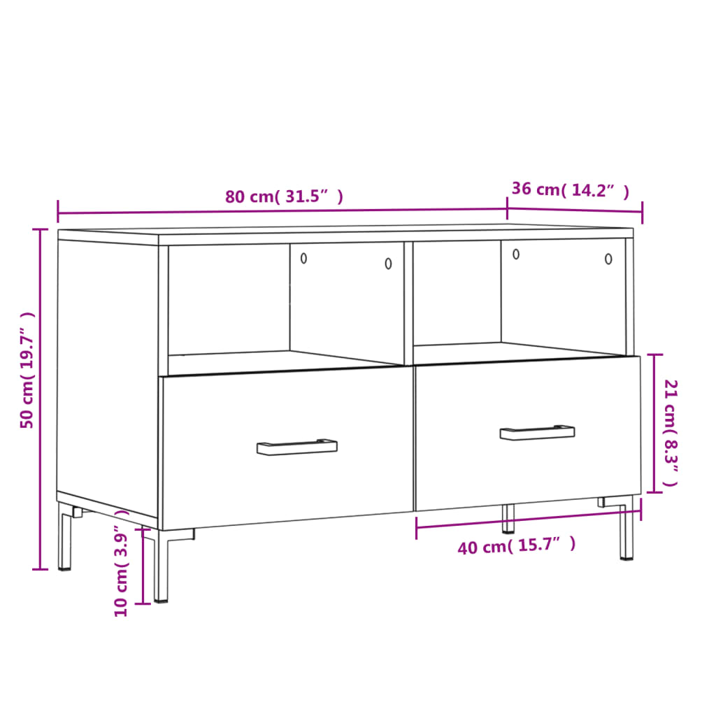 TV ormarić crni 80 x 36 x 50 cm od konstruiranog drva