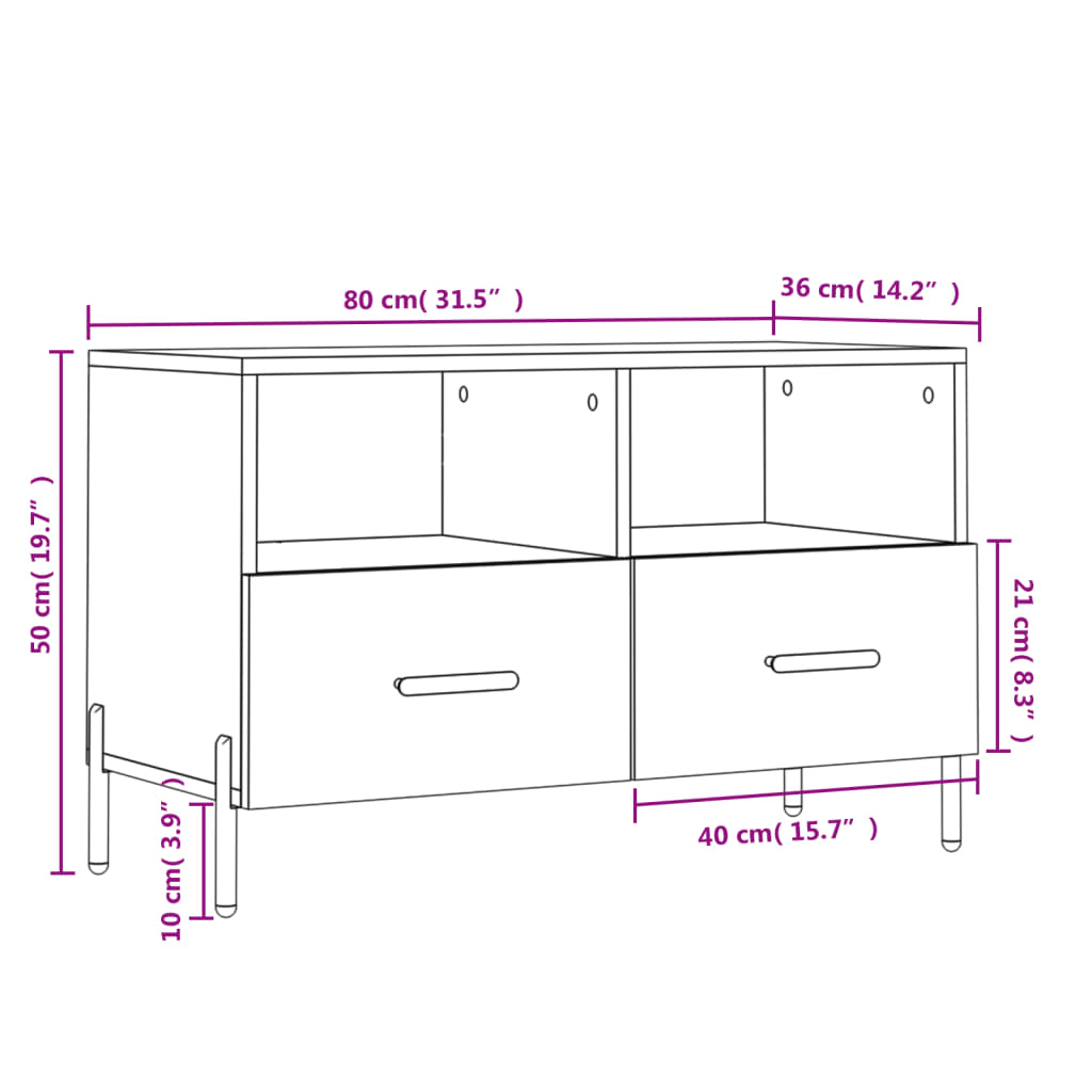 TV ormarić crni 80 x 36 x 50 cm od konstruiranog drva