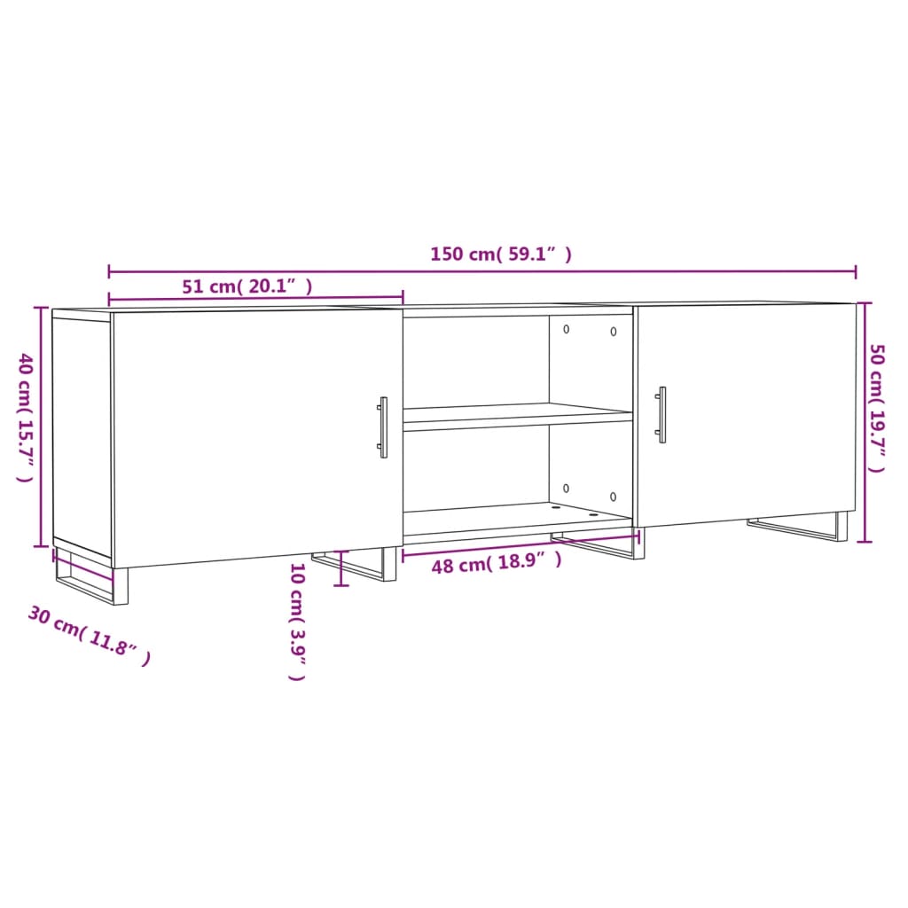 TV ormarić boja hrasta 150x30x50 cm od konstruiranog drva