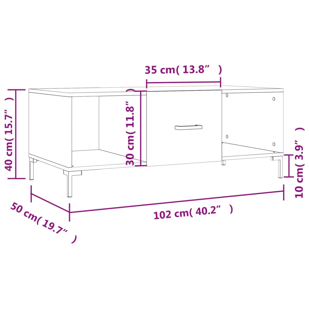 Stolić za kavu crni 102 x 50 x 40 cm od konstruiranog drva