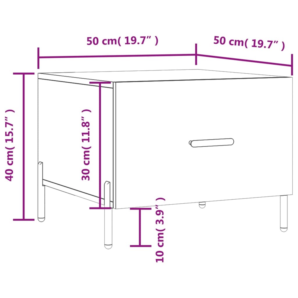 Stolići za kavu 2 kom bijeli 50x50x40 cm od konstruiranog drva