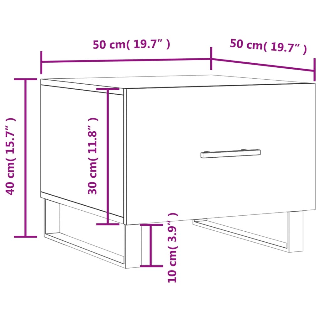 Stolići za kavu 2 kom sjajni bijeli 50x50x40 konstruirano drvo