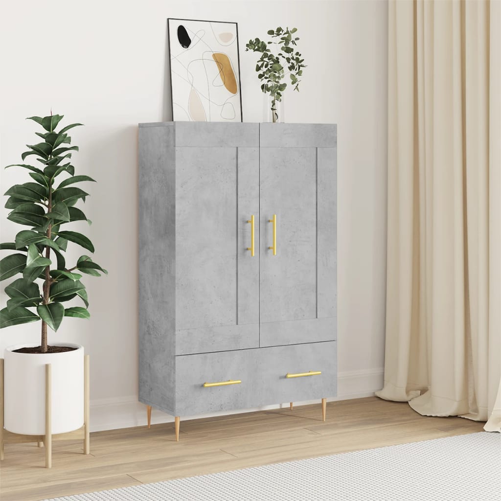 Visoka komoda boja betona 69,5 x 31 x 115 cm konstruirano drvo