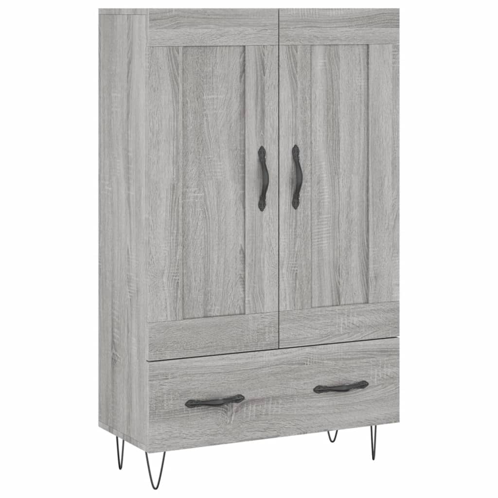 Visoka komoda siva boja hrasta 69,5x31x115 cm konstruirano drvo