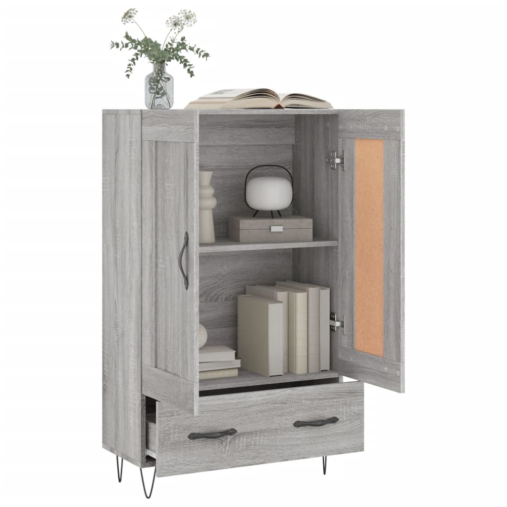 Visoka komoda siva boja hrasta 69,5x31x115 cm konstruirano drvo