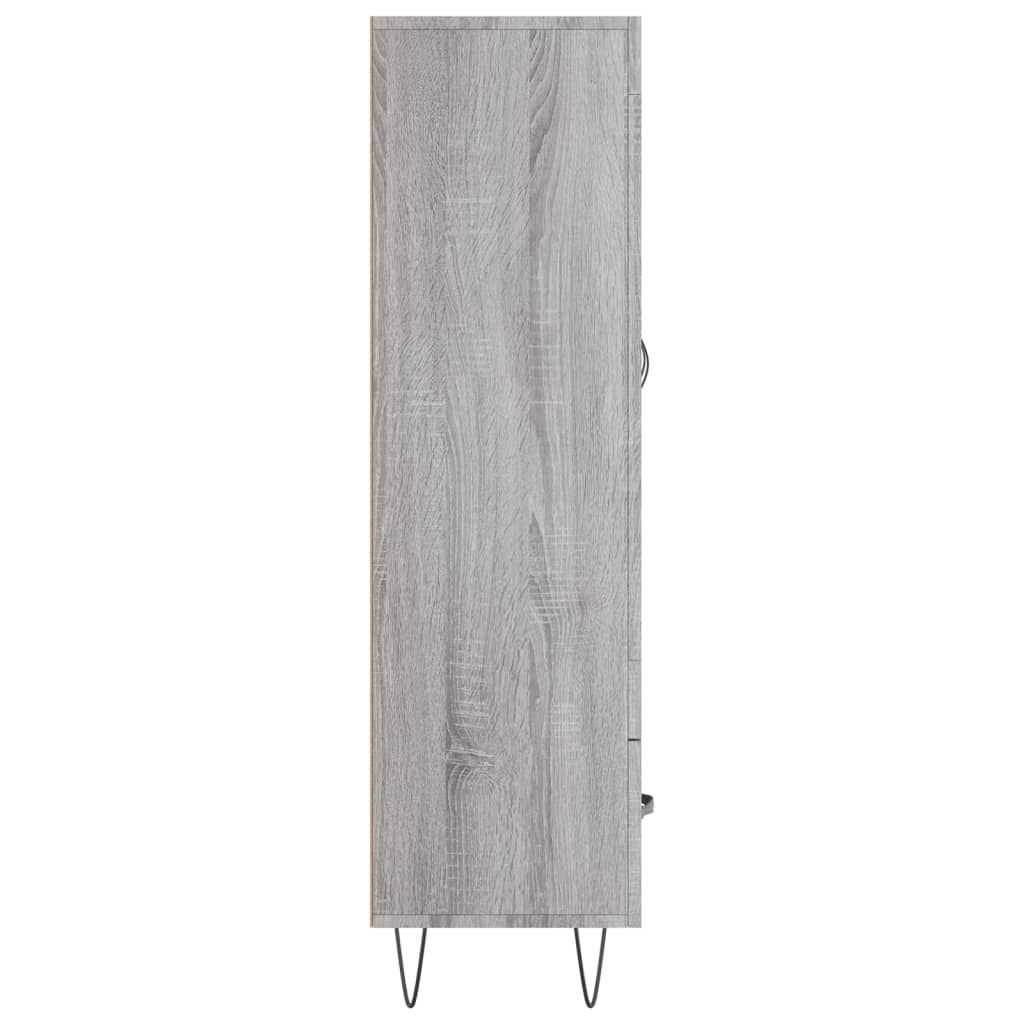 Visoka komoda siva boja hrasta 69,5x31x115 cm konstruirano drvo