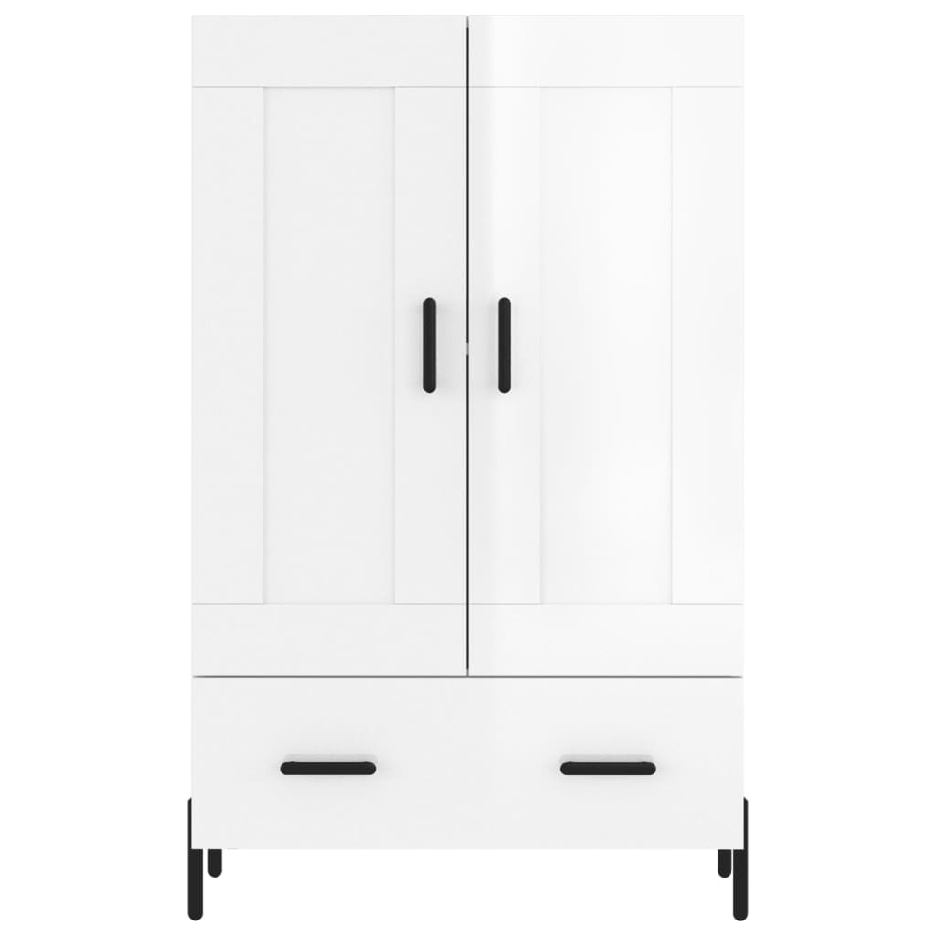 Visoka komoda sjajna bijela 69,5x31x115 cm konstruirano drvo
