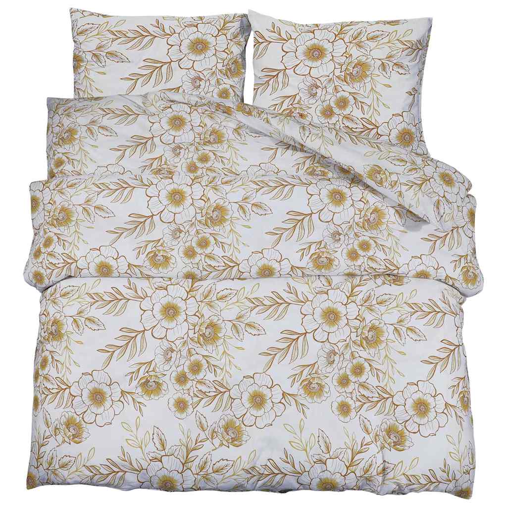 Set posteljine za poplun bijelo-smeđi 240 x 220 cm pamučni