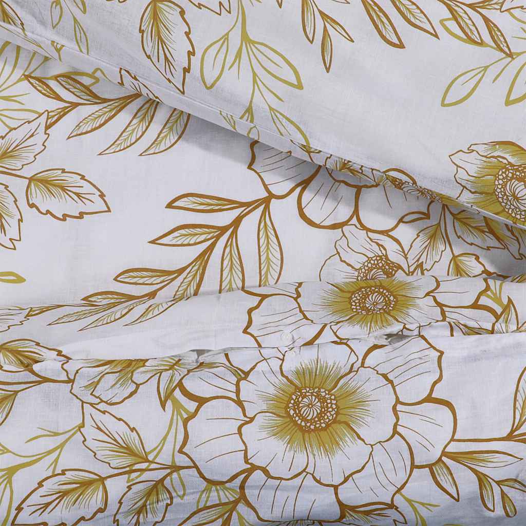 Set posteljine za poplun bijelo-smeđi 240 x 220 cm pamučni