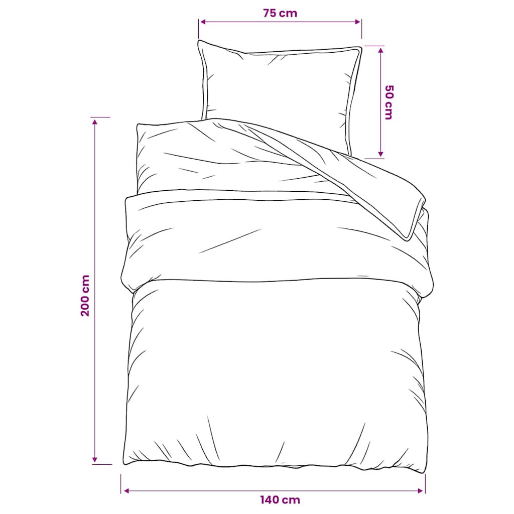 Set posteljine za poplun tamnosivi 140 x 200 cm pamučni