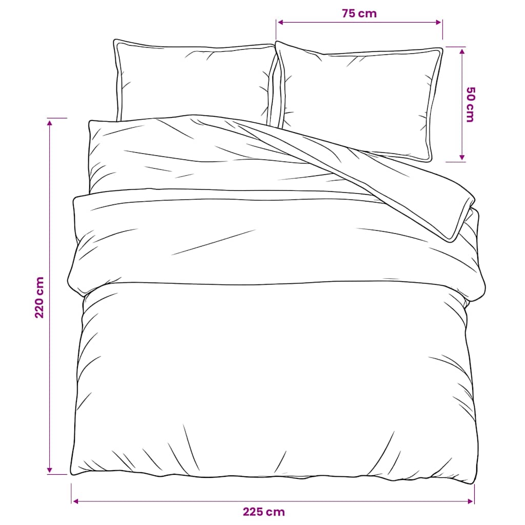 Set posteljine za poplun tamnosivi 225x220 cm pamučni
