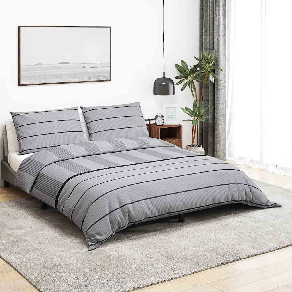 Set posteljine za poplun sivi 140 x 200 cm pamučni