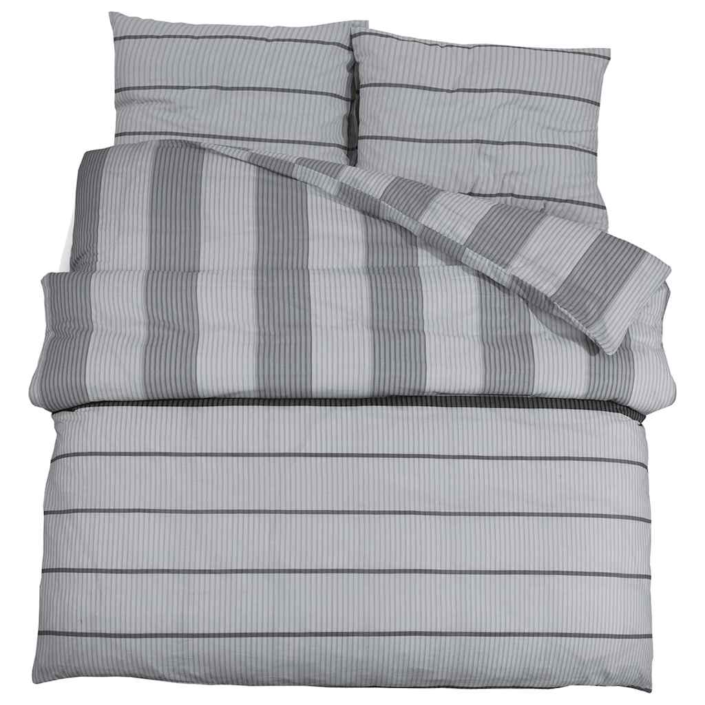 Set posteljine za poplun sivi 220 x 240 cm pamučni