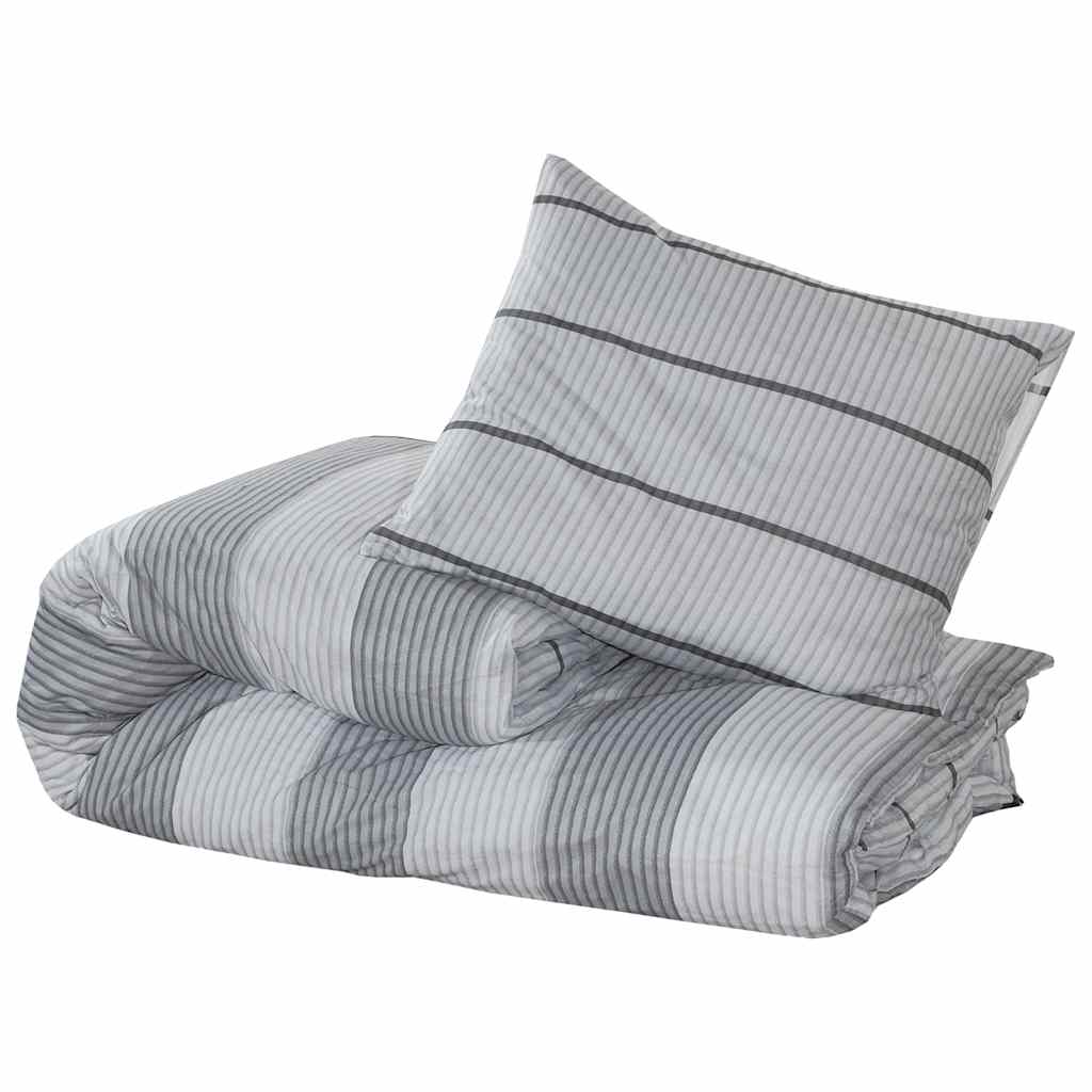 Set posteljine za poplun sivi 260 x 240 cm pamučni
