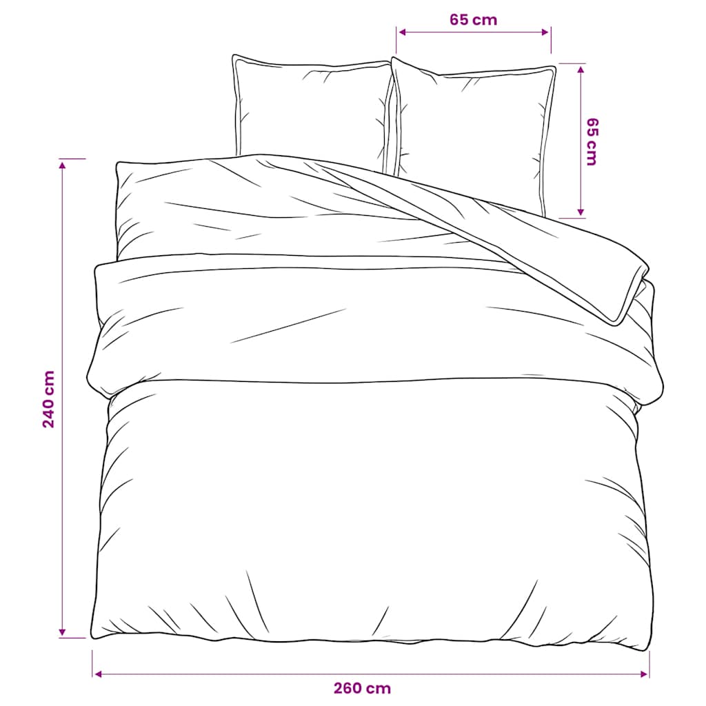 Set posteljine za poplun sivi 260 x 240 cm pamučni