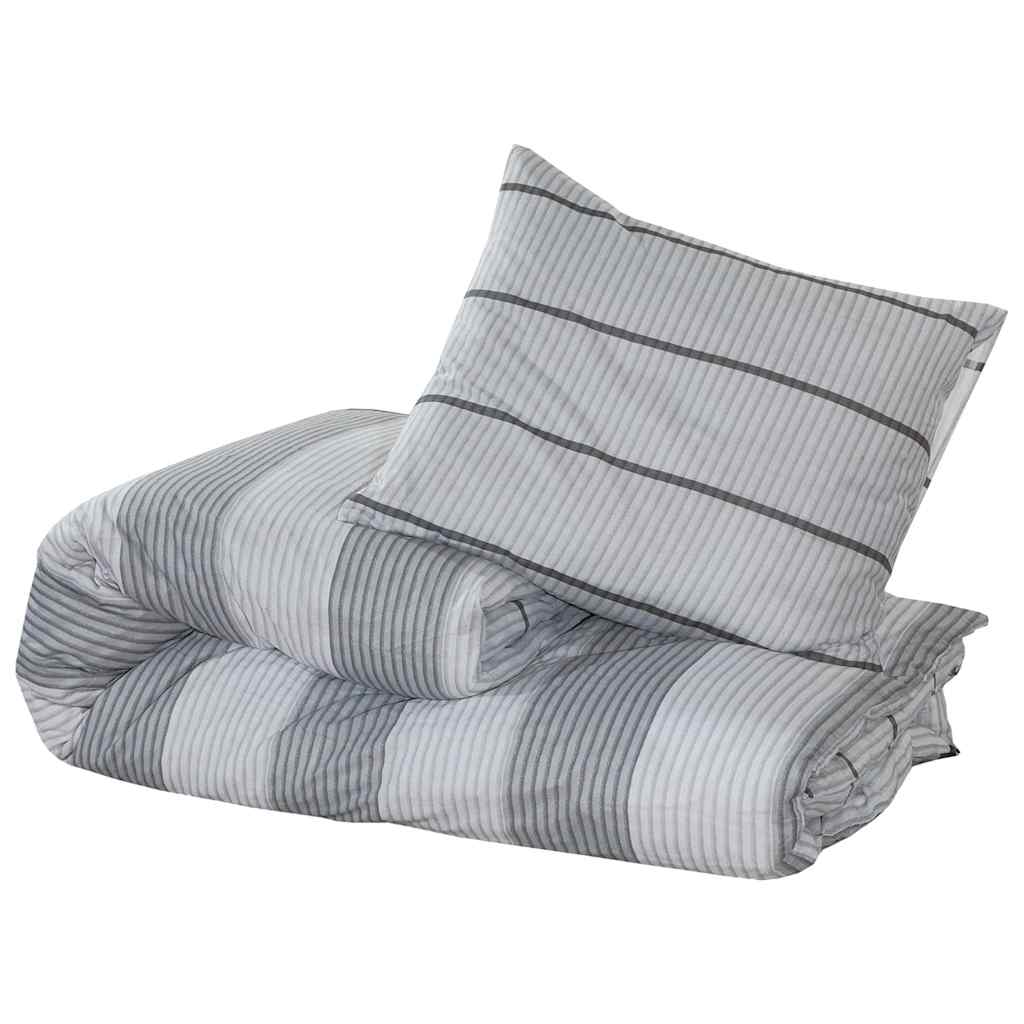 Set posteljine za poplun sivi 155x220 cm pamučni