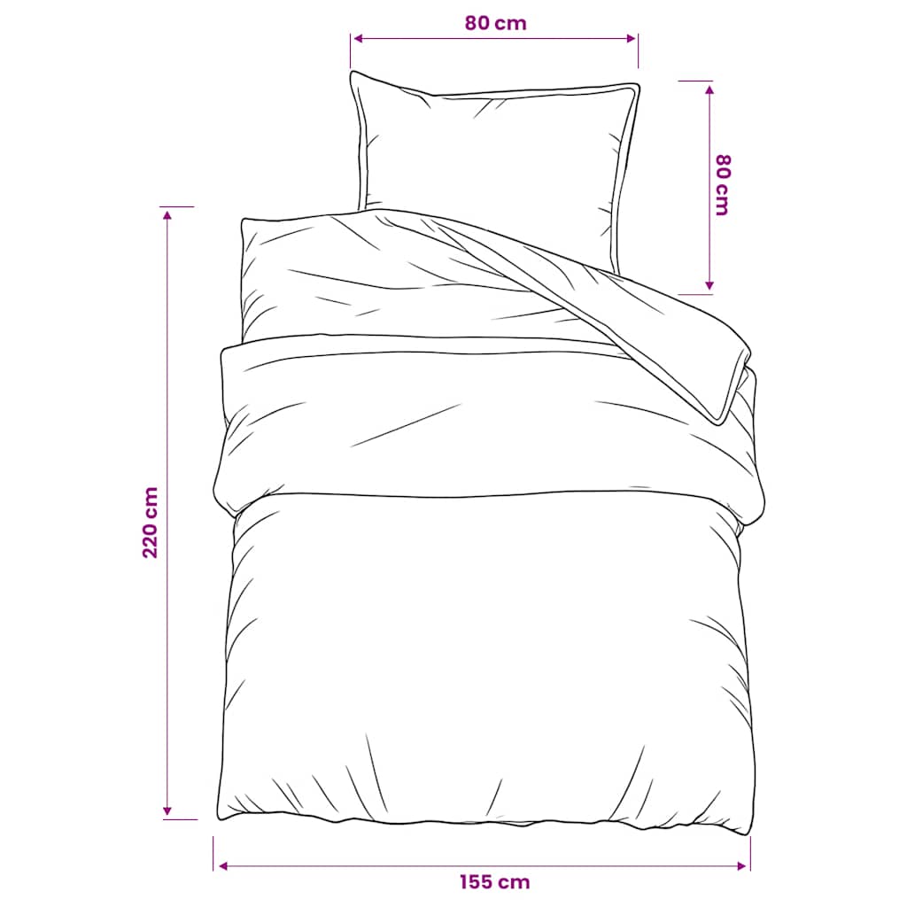 Set posteljine za poplun sivi 155x220 cm pamučni