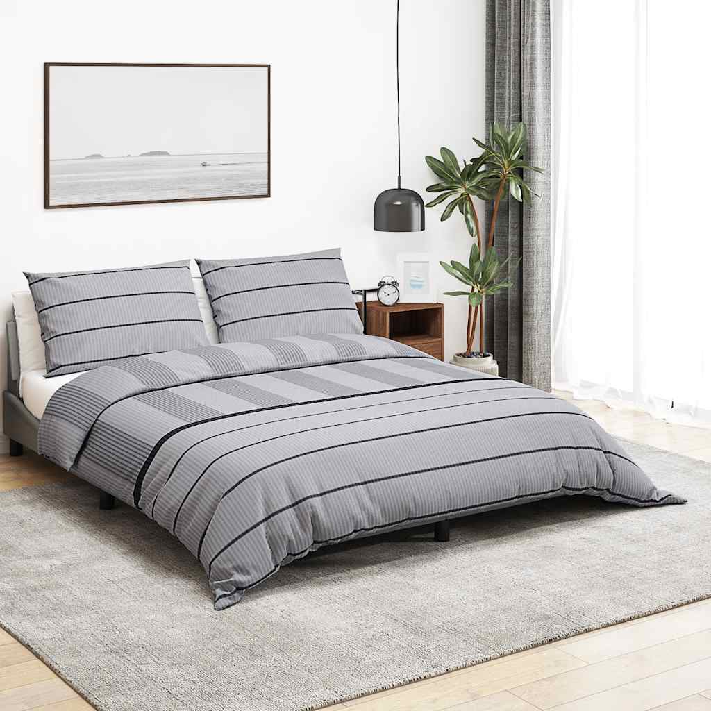 Set posteljine za poplun sivi 155x220 cm pamučni