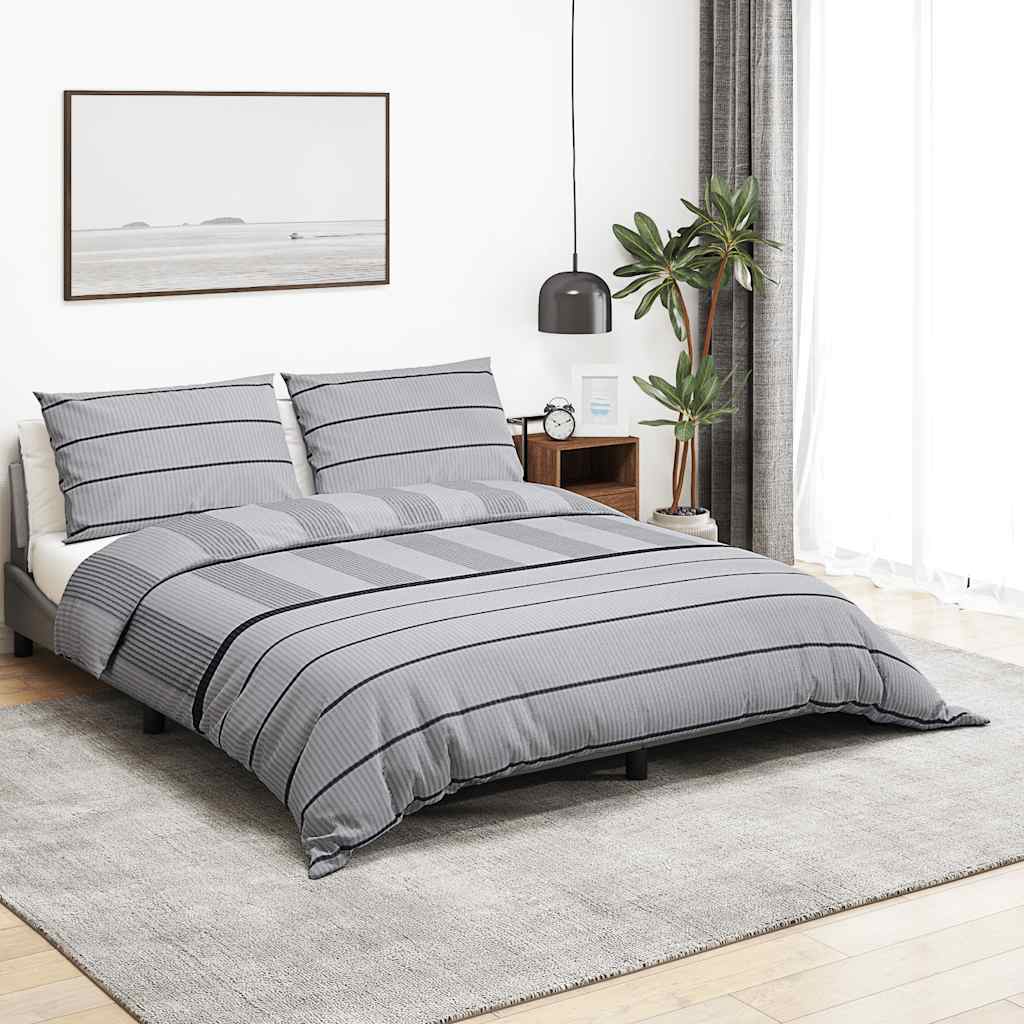Set posteljine za poplun sivi 140 x 200 cm pamučni