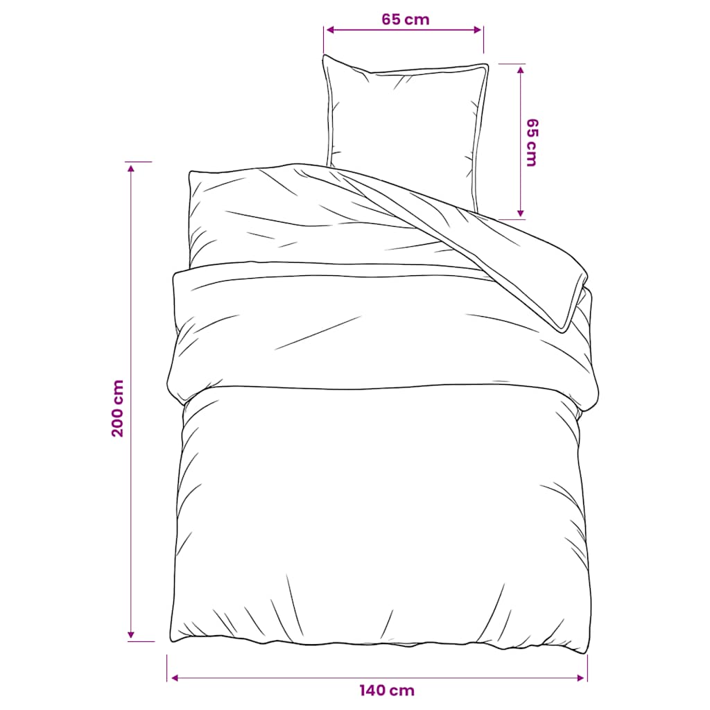 Set posteljine za poplun sivi 140 x 200 cm pamučni