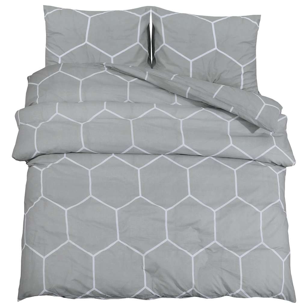 Set posteljine za poplun sivi 220 x 240 cm pamučni
