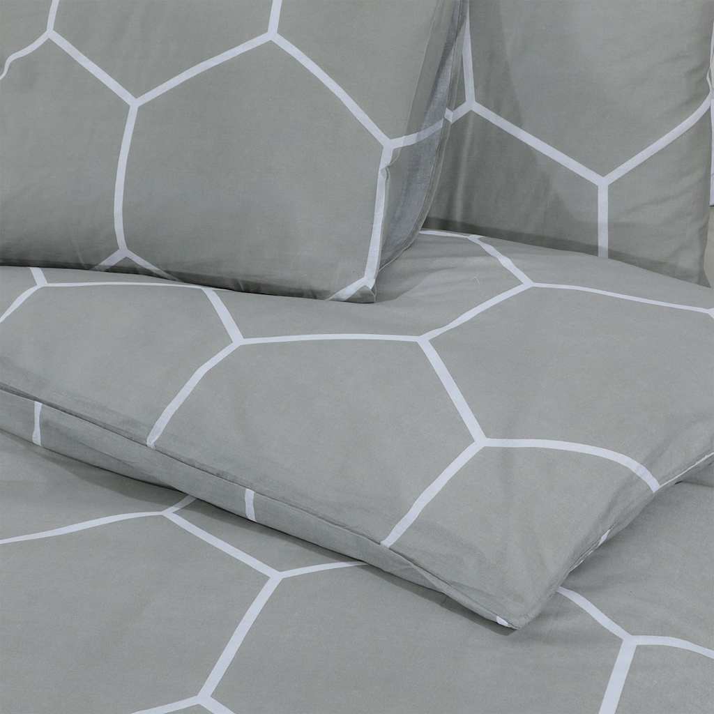 Set posteljine za poplun sivi 220 x 240 cm pamučni