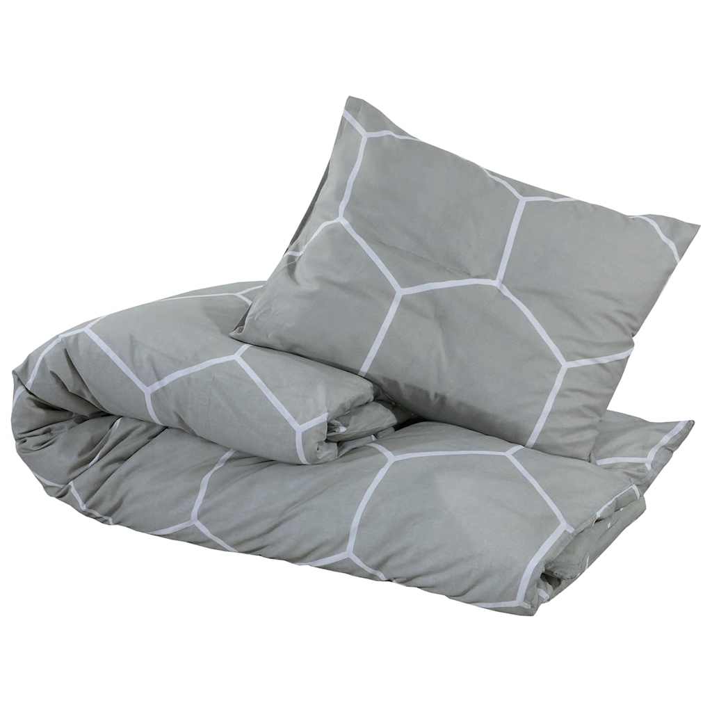 Set posteljine za poplun sivi 135 x 200 cm pamučni
