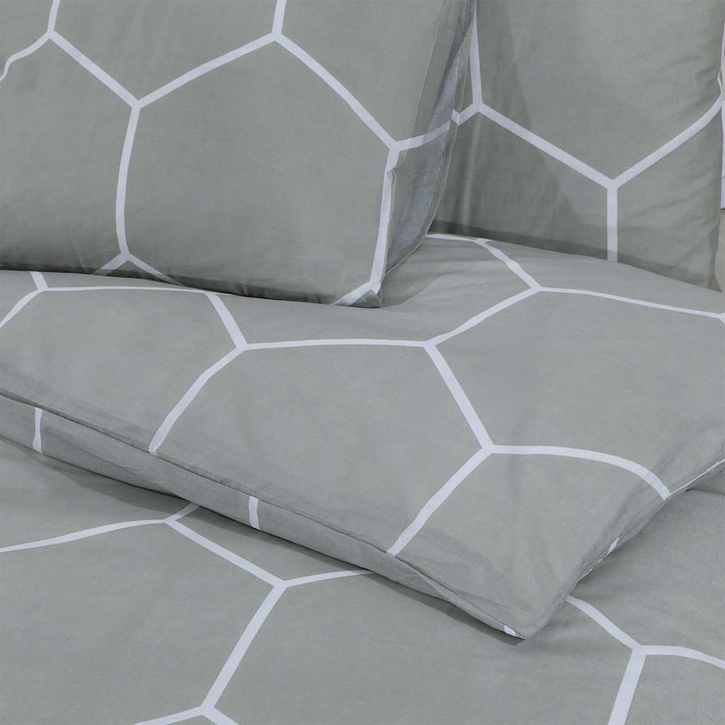 Set posteljine za poplun sivi 135 x 200 cm pamučni