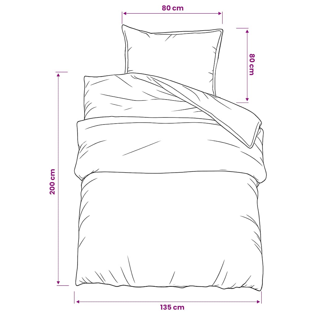 Set posteljine za poplun sivi 135 x 200 cm pamučni