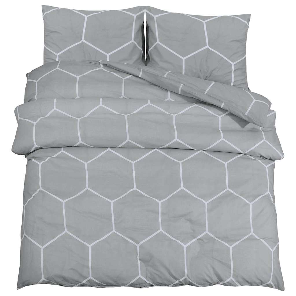 Set posteljine za poplun sivi 155x220 cm pamučni