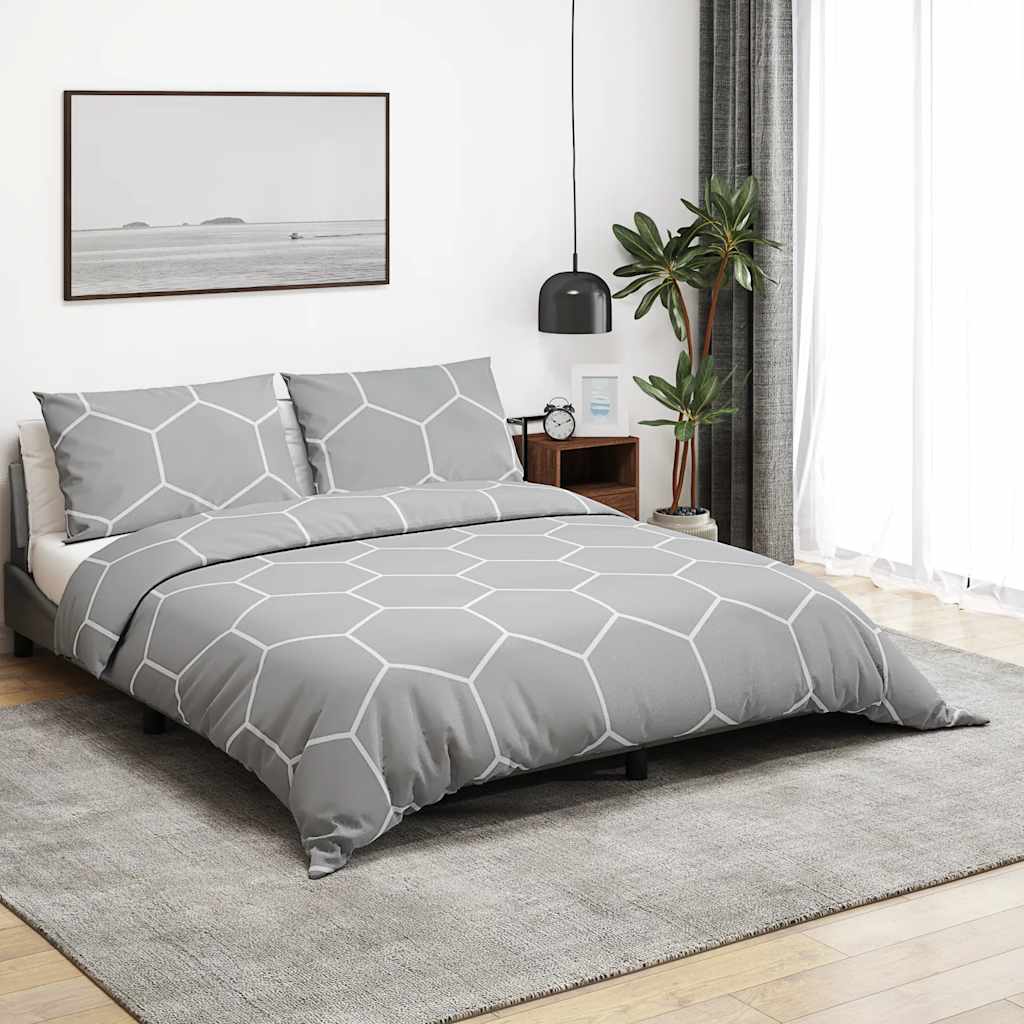 Set posteljine za poplun sivi 200x220 cm pamučni