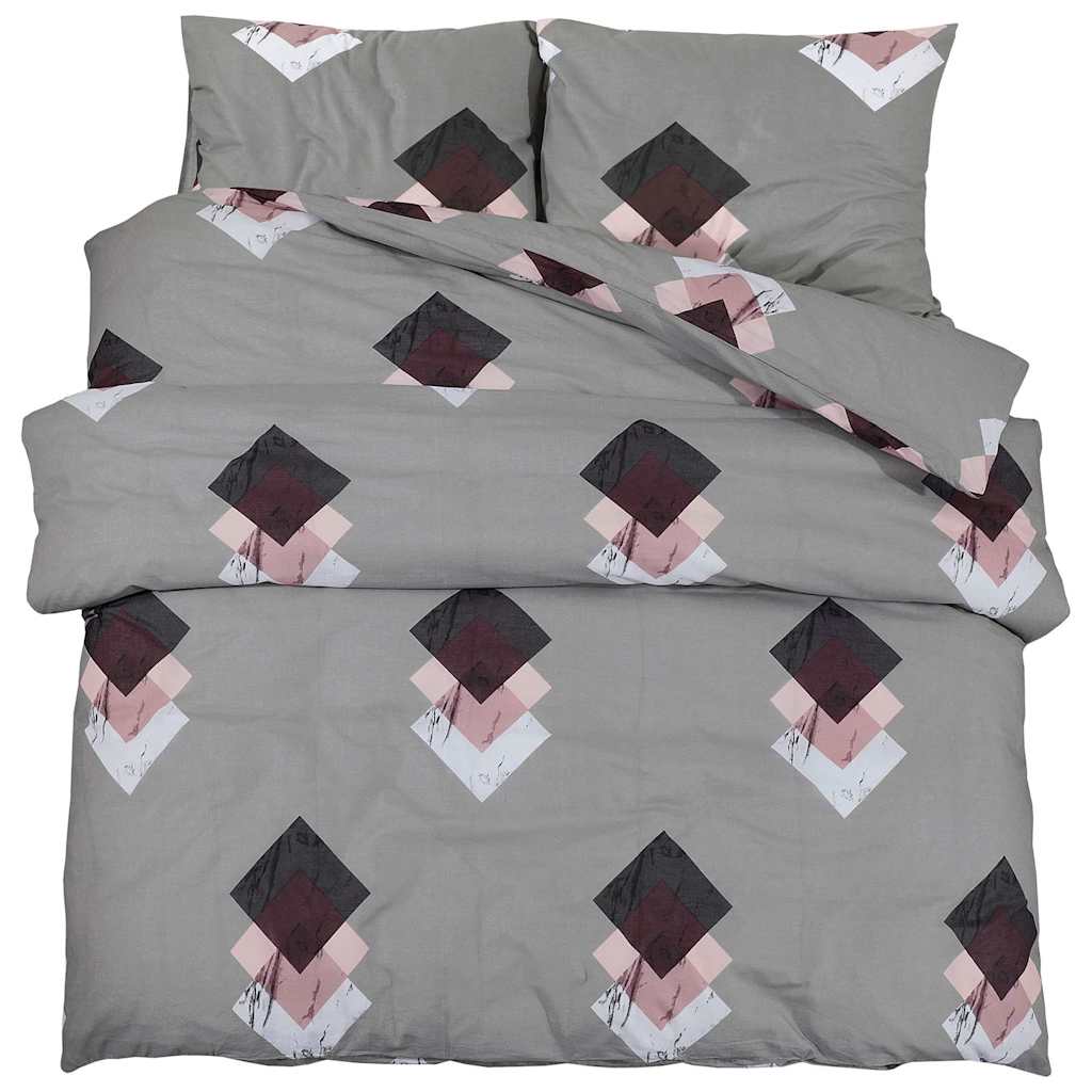 Set posteljine za poplun sivi 220 x 240 cm pamučni