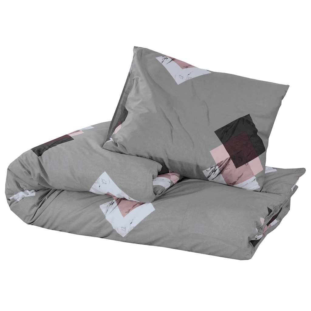 Set posteljine za poplun sivi 220 x 240 cm pamučni