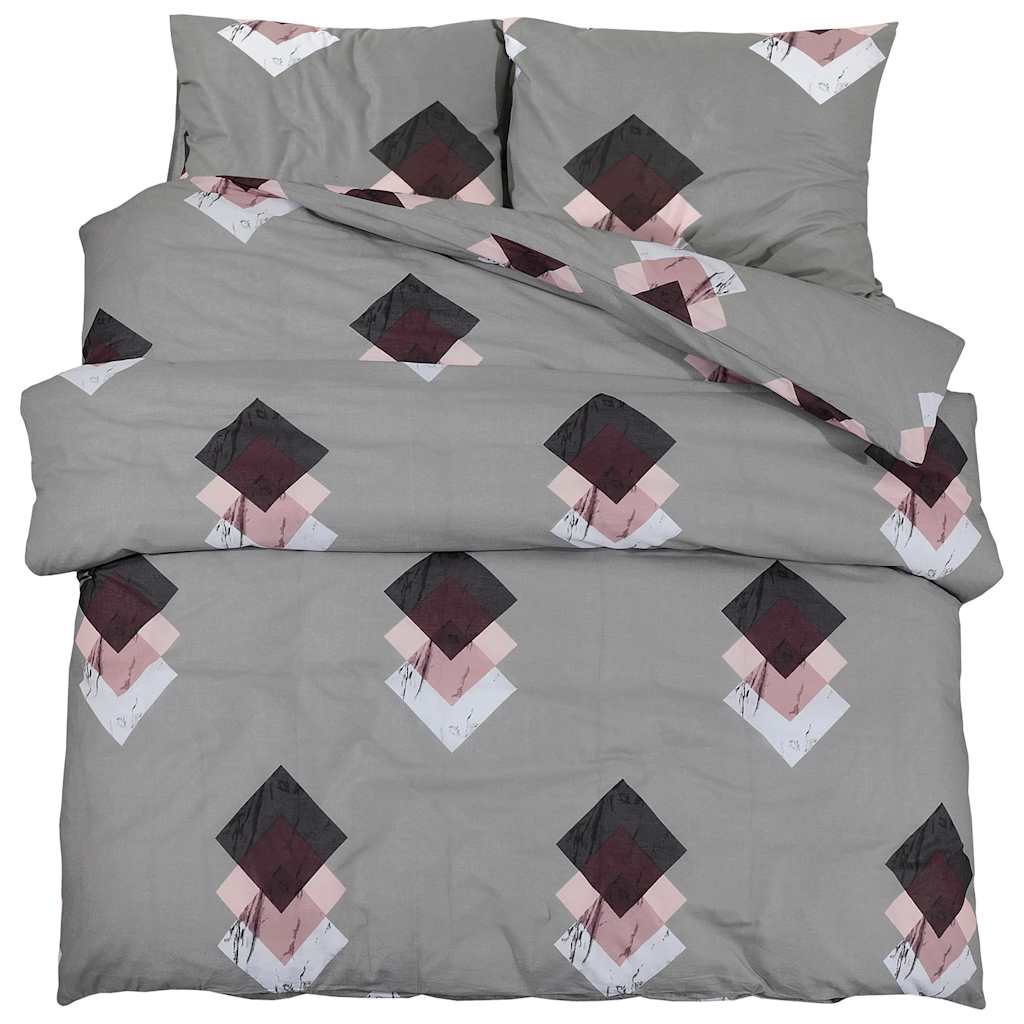 Set posteljine za poplun sivi 260 x 240 cm pamučni