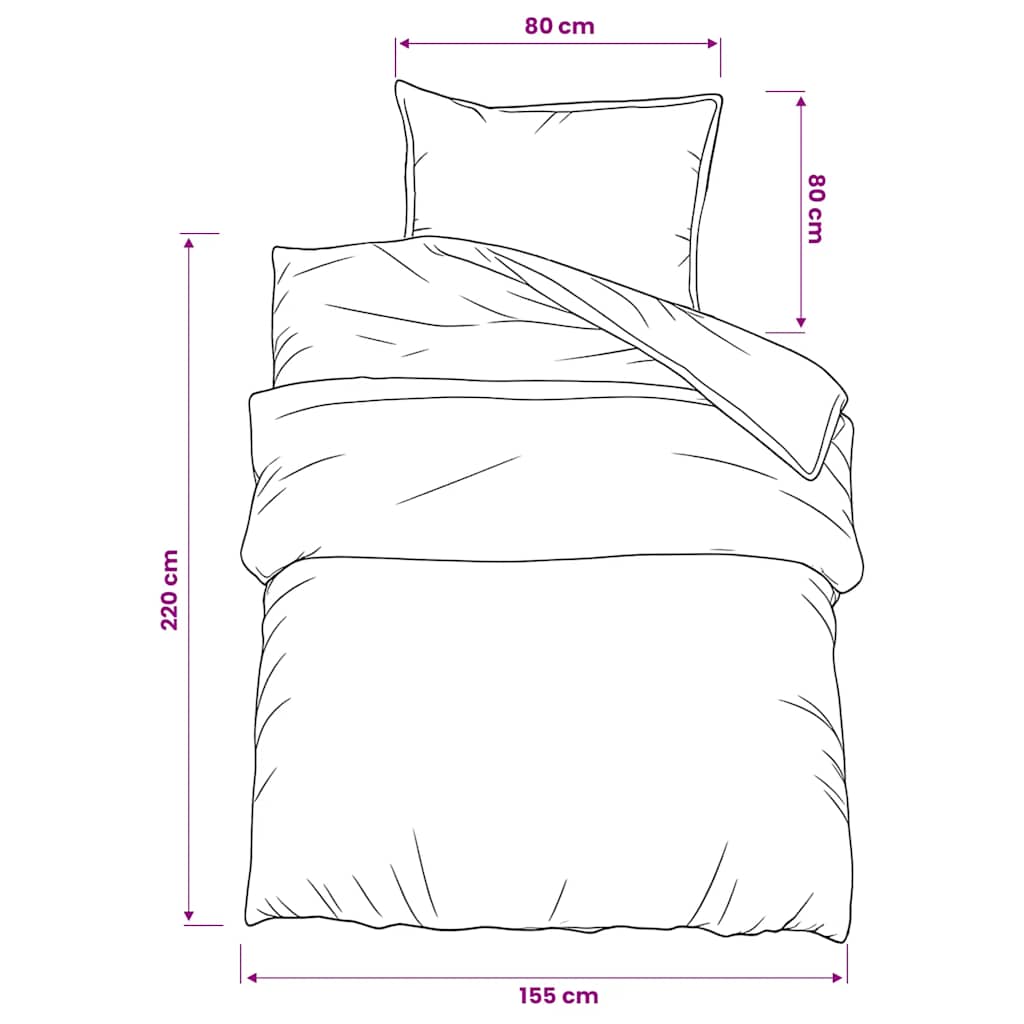 Set posteljine za poplun sivi 155x220 cm pamučni
