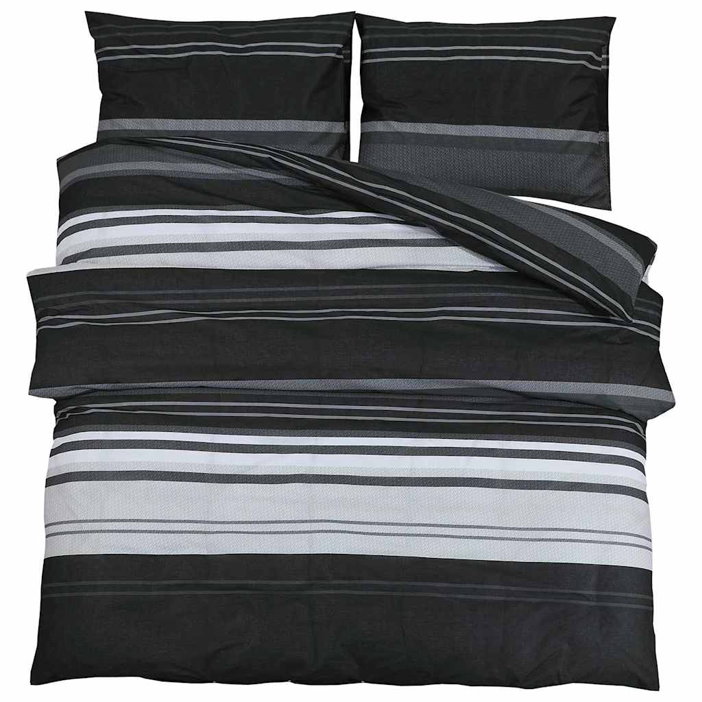 Set posteljine za poplun crno-bijeli 260 x 220 cm pamučni