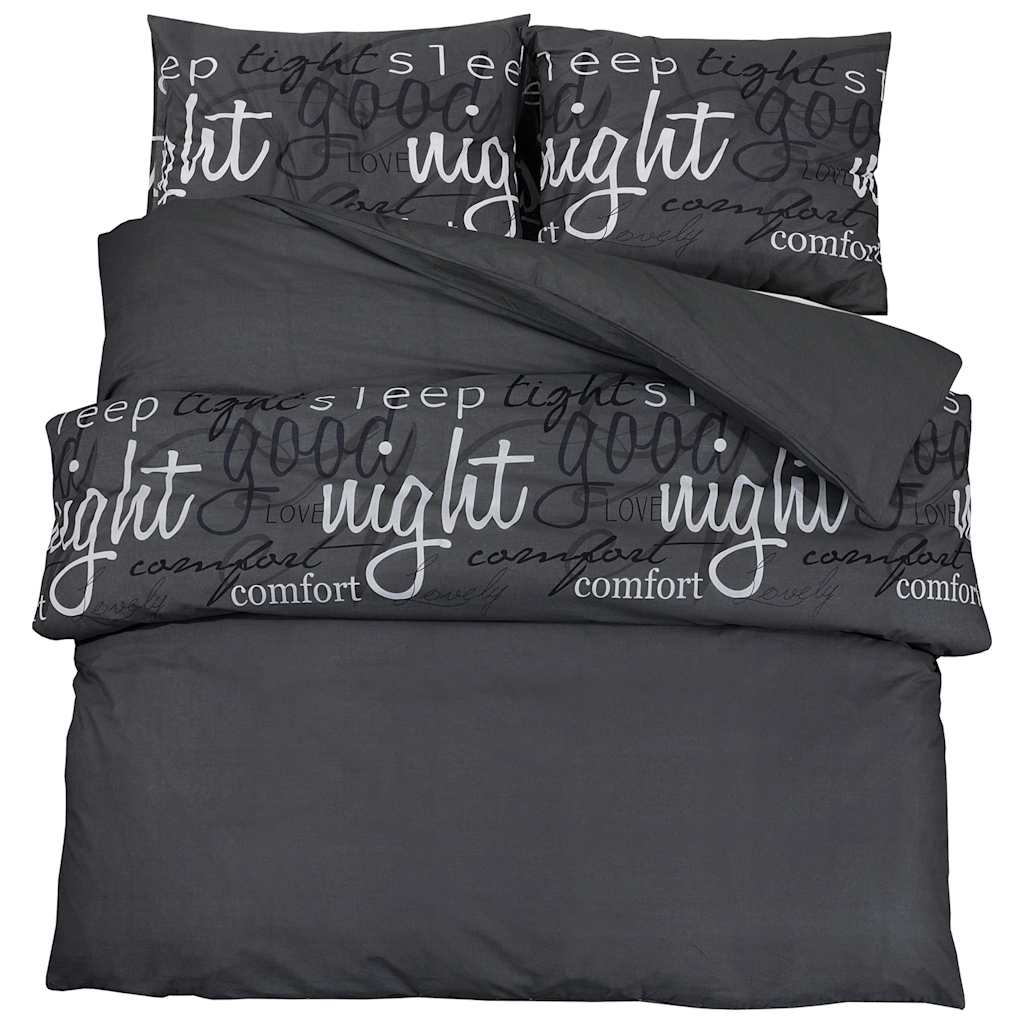 Set posteljine za poplun crni 260 x 220 cm pamučni