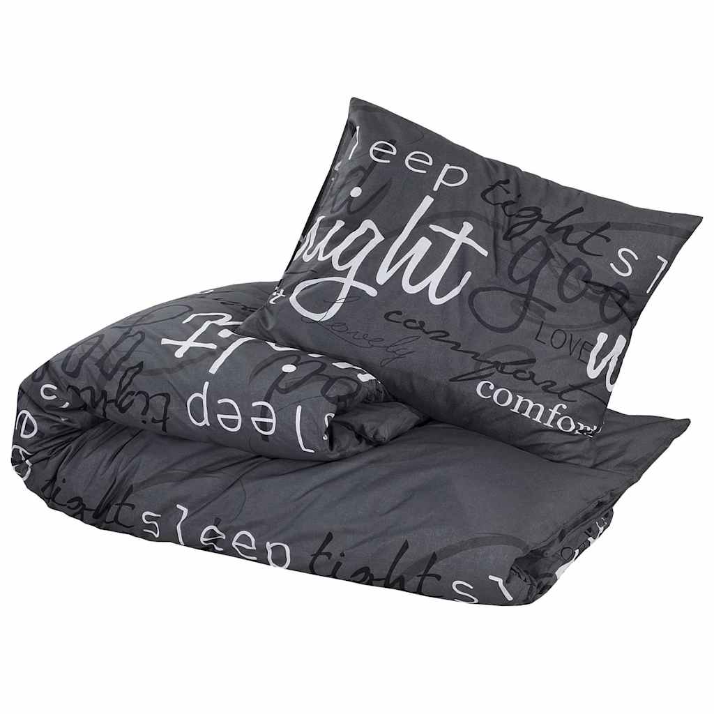 Set posteljine za poplun crni 260 x 220 cm pamučni