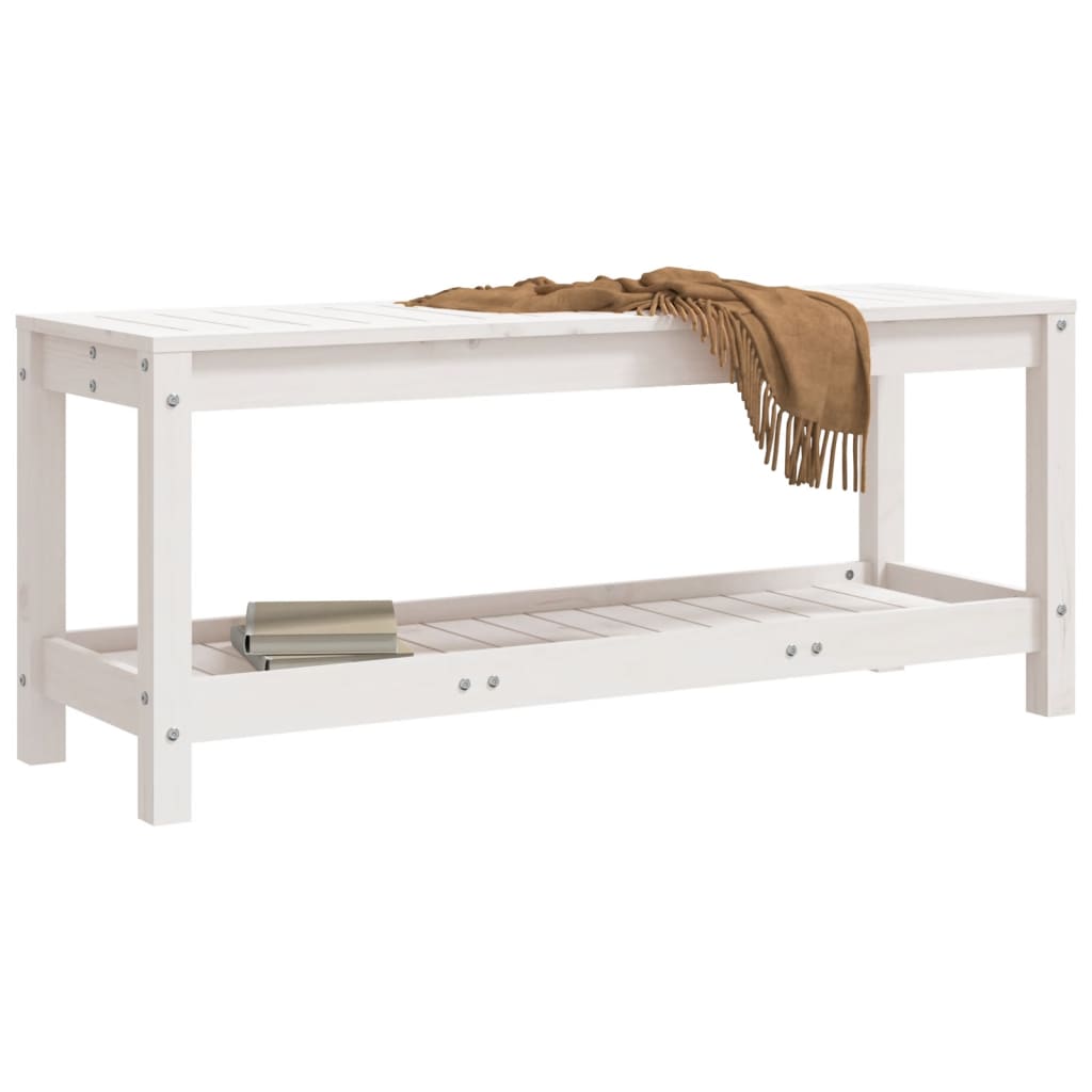 Vrtna klupa bijela 108 x 35 x 45 cm od masivne borovine