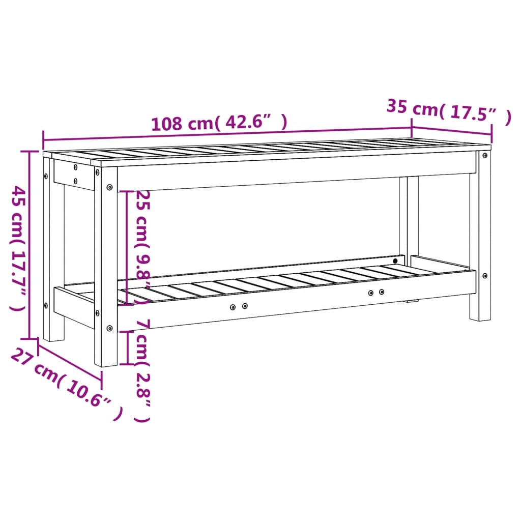 Vrtna klupa bijela 108 x 35 x 45 cm od masivne borovine